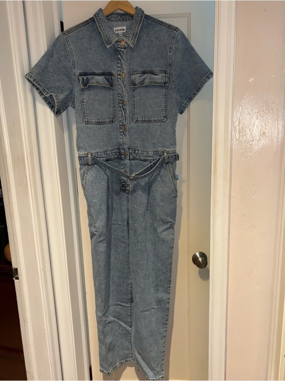 Steve Madden Light Wash Denim Jumpsuit